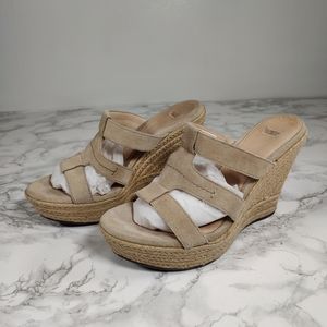 Ugg Tawnie Tan Platform Espadrille Wedges Size 9